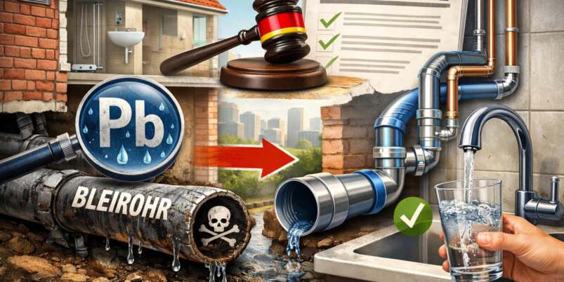 Bild zeigt Bleileitung und neue Wasserrohre 2026